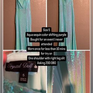 Crystal Doll Aqua Sequin Dress